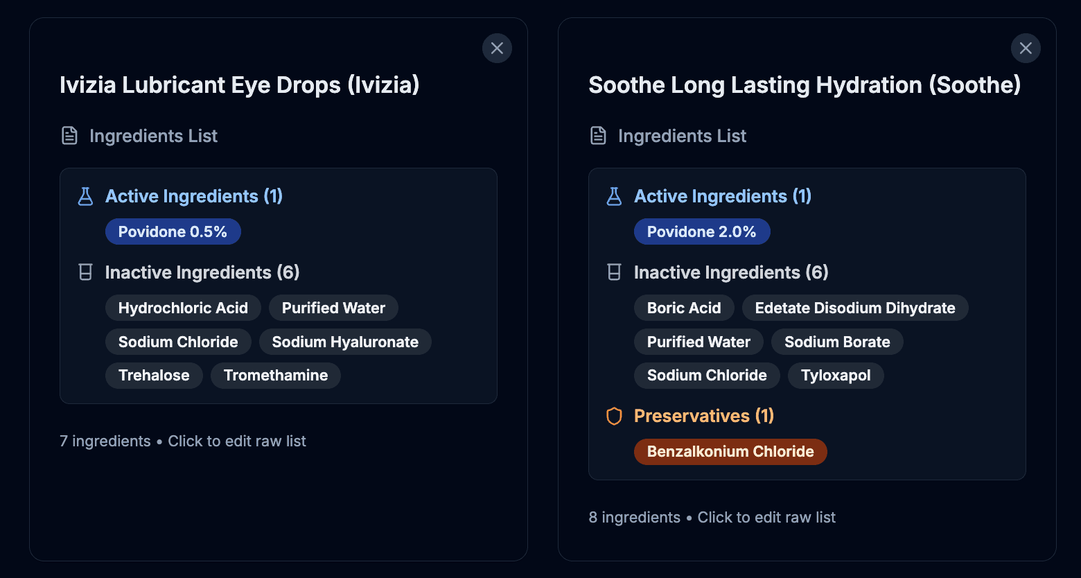 Product Comparison Example